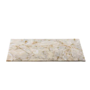 Tappeto da bagno soffice dal pattern marmorizzato sui toni del grigio, beige e bianco